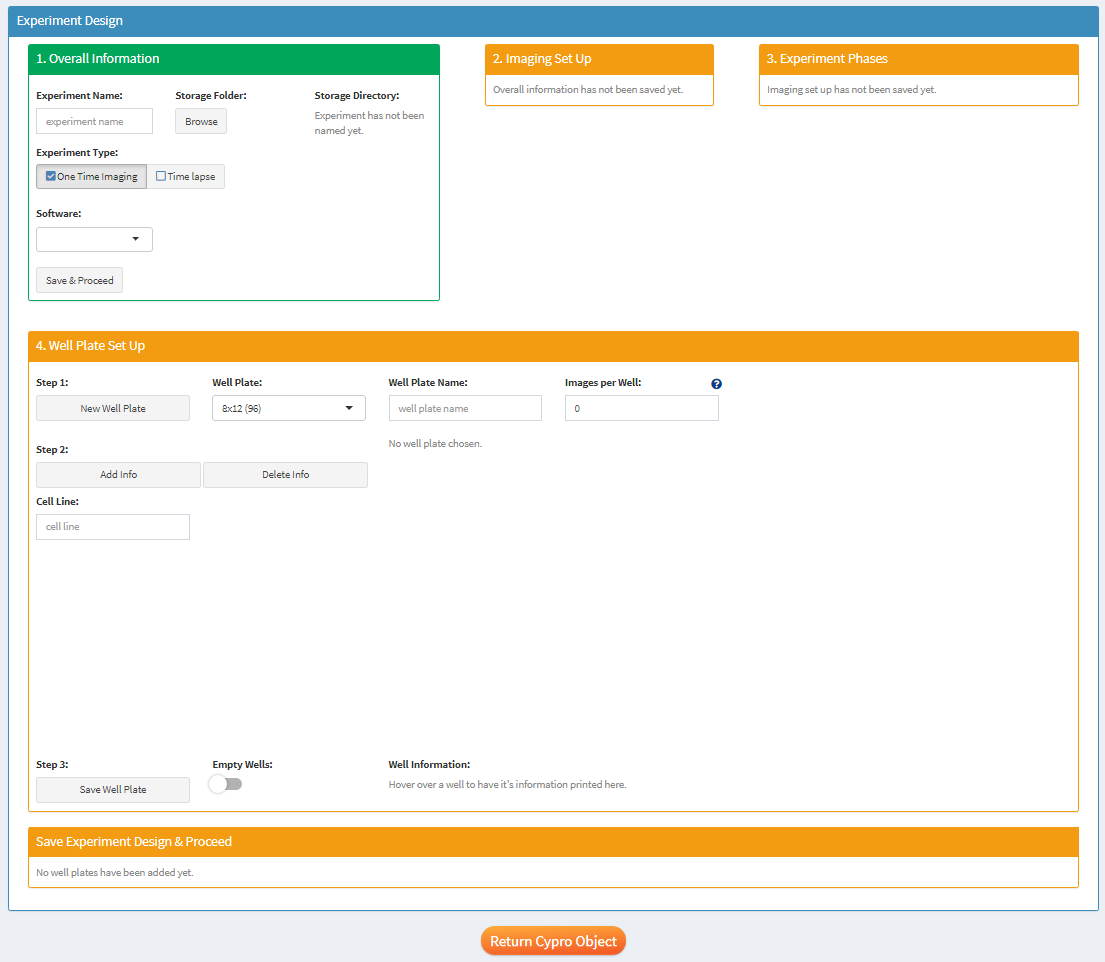 Figure 1 Interface of the function designExperiment()